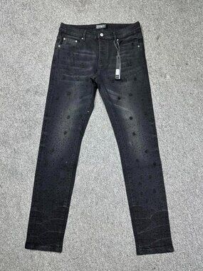 AMIRI Solid Black Straight Leg Casual Slim Fit Jeans